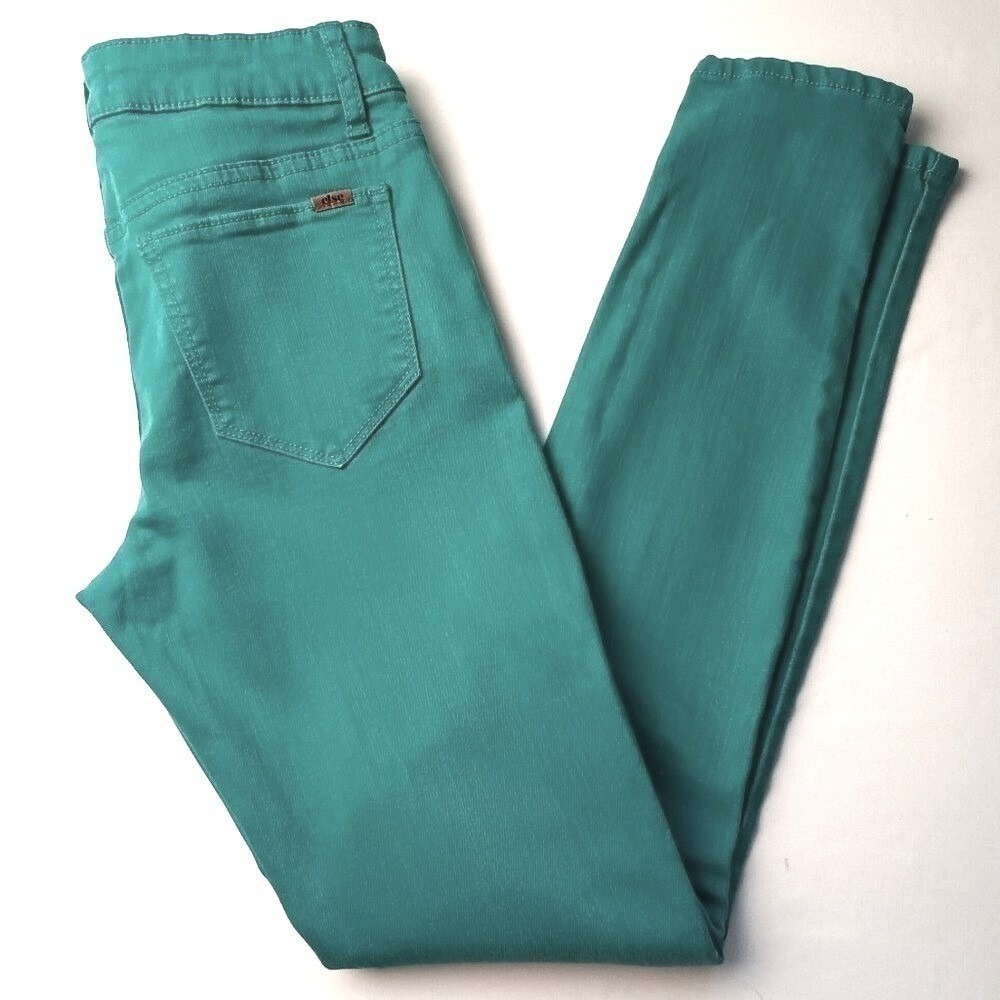Else Womens Mid Rise Skinny Stretch Denim Jeans Size 26/2 Teal Green Casual Bold